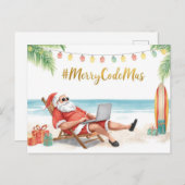 Santa’s Online Programmer Merry Christmas! Feestdagenkaart (Voorkant / Achterkant)