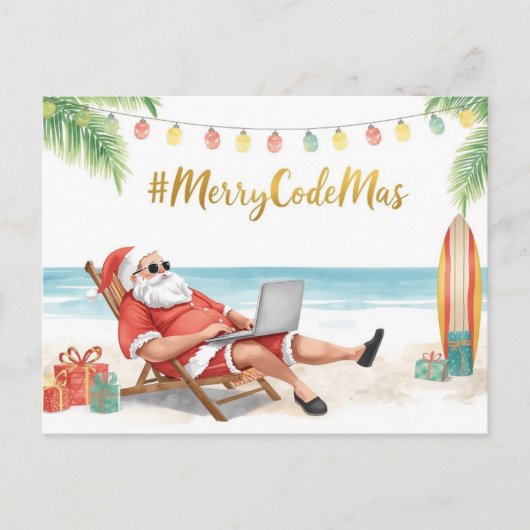 Santa’s Online Programmer Merry Christmas! Feestdagenkaart (Voorkant)