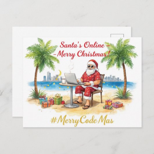 Santa’s Online Programmer Merry Christmas! Feestdagenkaart (Voorkant / Achterkant)