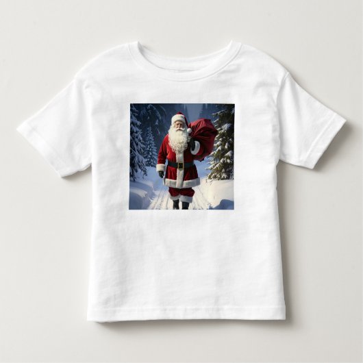 Santa’s Path Through the Winter Pines Kinder Shirts (Voorkant)