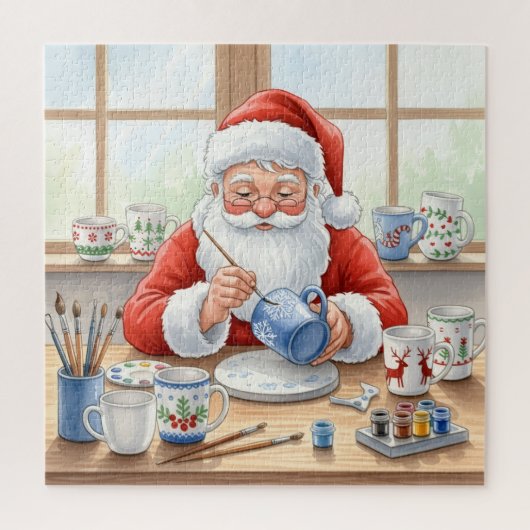Santa’s Pottery Workshop: Hand-Painted Ceramic Legpuzzel (Verticaal)
