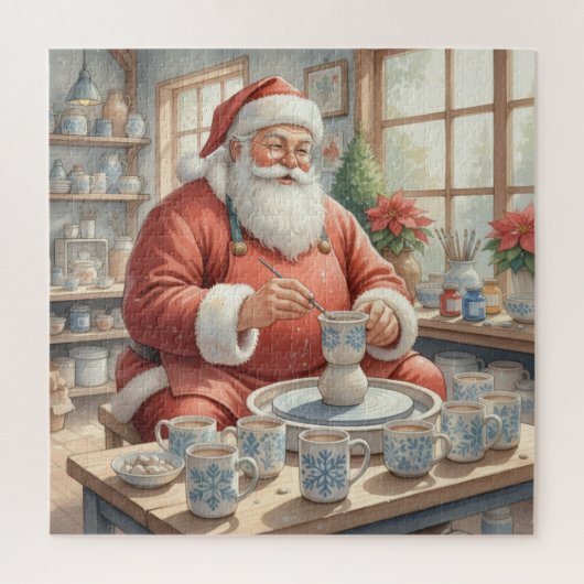 Santa’s Pottery Workshop: Hand-Painted Ceramic Legpuzzel (Verticaal)