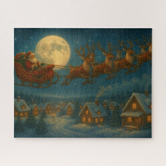 Santa’s Sleigh Flight – Moonlit Christmas Eve  Jig Legpuzzel (Horizontaal)