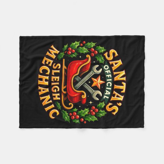 Santa’s Sleigh Mechanic Funny Christmas Design  Fleece Deken (Voorkant (Horizontaal))