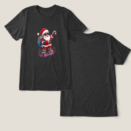 Santa’s Spin-Out Tri-Blend Shirt (Ontwerp Voorkant & Achterkant)