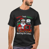 Santa s Support Tech Rebooting IT Computer Joke T-shirt (Voorkant)