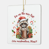 Santa’s Sweet Raccoon Treat Keramisch Ornament (Links)