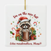 Santa’s Sweet Raccoon Treat Keramisch Ornament (Achterkant)
