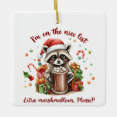 Santa’s Sweet Raccoon Treat Keramisch Ornament (Voorkant)