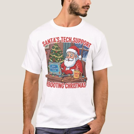 Santa’s Tech Support: Rebooting Christmas Humor T-shirt (Voorkant)