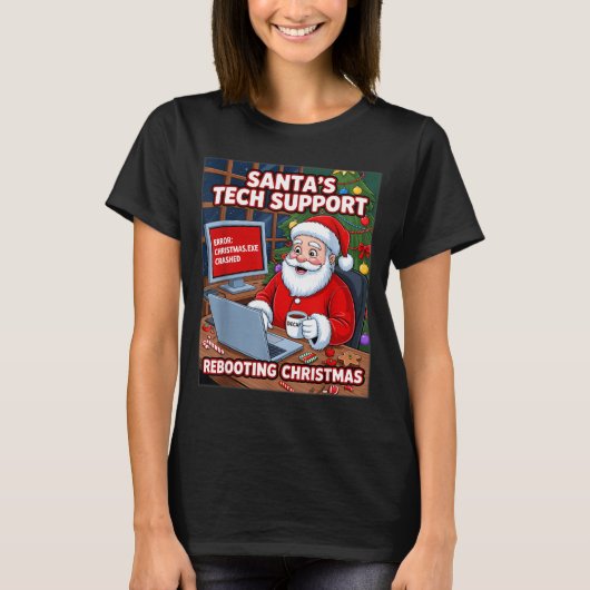 Santa s Tech Support Rebooting T-shirt (Voorkant)