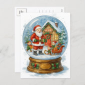 Santa’s Toy Workshop Christmas Snow Globe Postcard Feestdagenkaart (Voorkant / Achterkant)