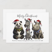 Santa’s Wild Trio Feestdagenkaart (Voorkant / Achterkant)