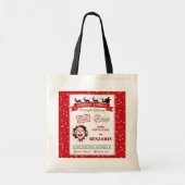 Santa Sack Kerstmis Custom Naam Gift Bag Tote Bag (Voorkant)