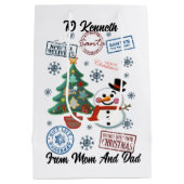 Santa Sack met Vakantie Sneeuwman Medium Cadeauzakje (Achterkant)