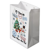 Santa Sack met Vakantie Sneeuwman Medium Cadeauzakje (Achterkant Gekanteld)