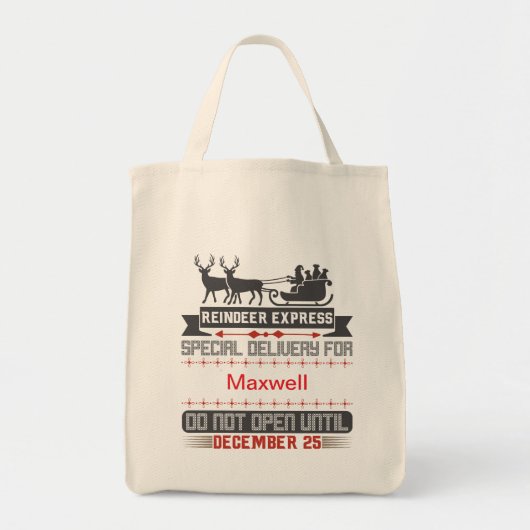 Santa Sacks: Kerstmis met gepersonaliseerde Tote Bag (Voorkant)