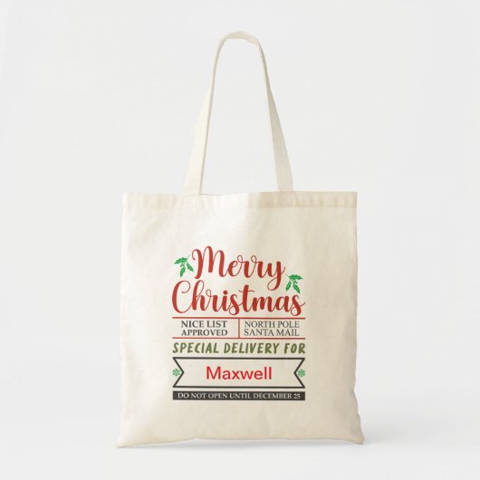 Santa Sacks: Vreugde aan Kerstmis met Gepersonalis Tote Bag (Voorkant)