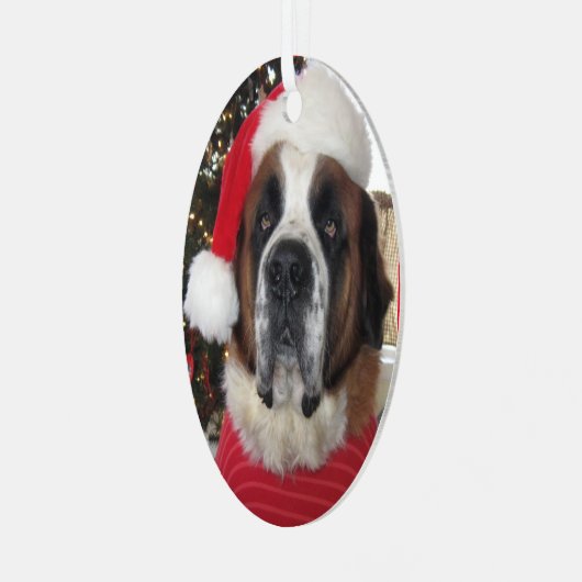 Santa Saint Bernard Ornament Metal (Voorkant links)