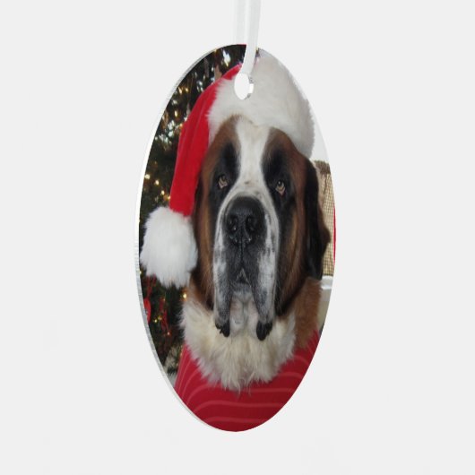 Santa Saint Bernard Ornament Metal (Voorkant Rechts)