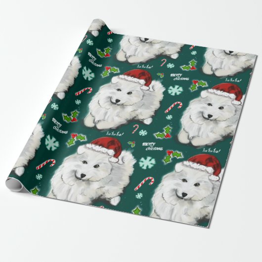 Santa Samoyed  Cadeaupapier (Uitgerold)