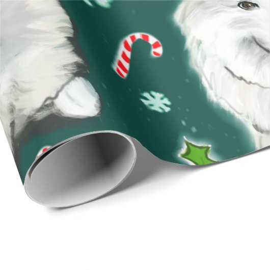 Santa Samoyed Cadeaupapier (Rol Hoek)