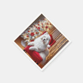 Santa Samoyed hond op een rode stoel Servet (Hoek)