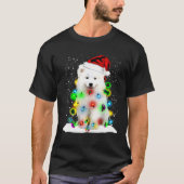 Santa Samoyed Kerstmis Licht Pyjama Hond X Mat T-shirt (Voorkant)