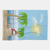 Santa Sandman met palmbomen Theedoek (Horizontaal)