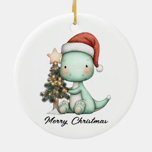 Santa Saurus Celebrates Christmas Keramisch Ornament (Achterkant)