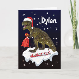 Santa-saurus dinosaurus personaliseren Kaart
