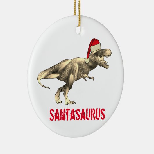 Santa saurus Kerstmis Dinosaur Scary T Rex Elf Keramisch Ornament (Rechts)