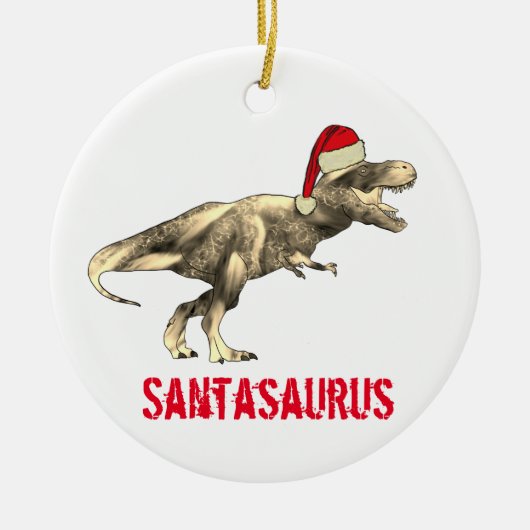 Santa saurus Kerstmis Dinosaur Scary T Rex Elf Keramisch Ornament (Voorkant)