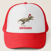 Santa saurus Kerstmis Dinosaur Scary T Rex Elf Trucker Pet (Voorkant)