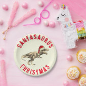Santa saurus Kerstmis Dinosaur Scary T Rex Slogan Papieren Bordje (Feest)