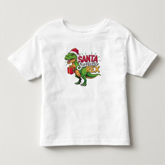 Santa saurus-rex vrolijk kerstfeest kinder shirt (Voorkant)