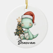 Santa Saurus viert Kerstmis Keramisch Ornament (Voorkant)