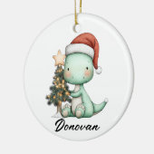 Santa Saurus viert Kerstmis Keramisch Ornament (Links)