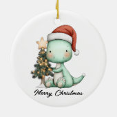 Santa Saurus viert Kerstmis Keramisch Ornament (Achterkant)
