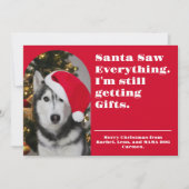 Santa Saw Everything Christmas Photo Funny Pet Feestdagenkaart (Voorkant)
