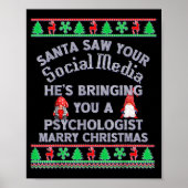 Santa Saw Your Social Media Litical Ugly Christmas Poster (Voorkant)