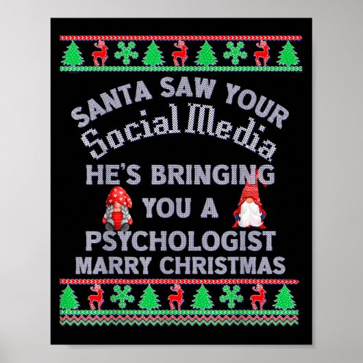 Santa Saw Your Social Media Litical Ugly Christmas Poster (Voorkant)