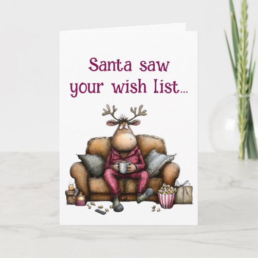 Santa Saw Your Wish List card Kaart (Voorkant)