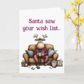 Santa Saw Your Wish List card Kaart (Gele Bloem)