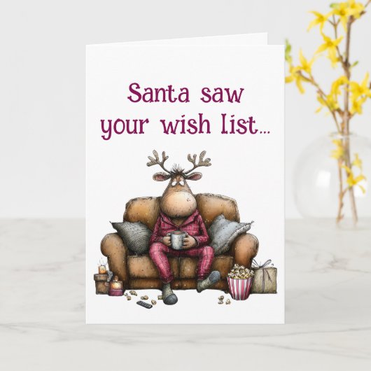 Santa Saw Your Wish List card Kaart (Gele Bloem)