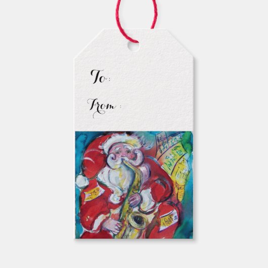 SANTA & SAX, CHRISTMAS PARTY CADEAULABEL (Voorkant)