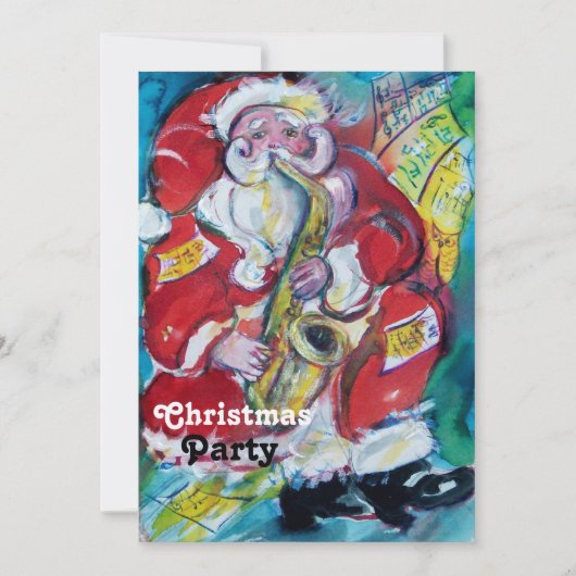 SANTA & SAX, CHRISTMAS PARTY Gold Metallic Kaart (Voorkant)