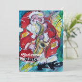 SANTA & SAX, CHRISTMAS PARTY Gold Metallic Kaart (Staand voorkant)