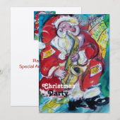 SANTA & SAX, CHRISTMAS PARTY Gold Metallic Kaart (Voorkant / Achterkant)