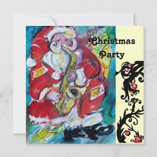 SANTA & SAX, CHRISTMAS PARTY Gold Metallic Kaart (Voorkant)